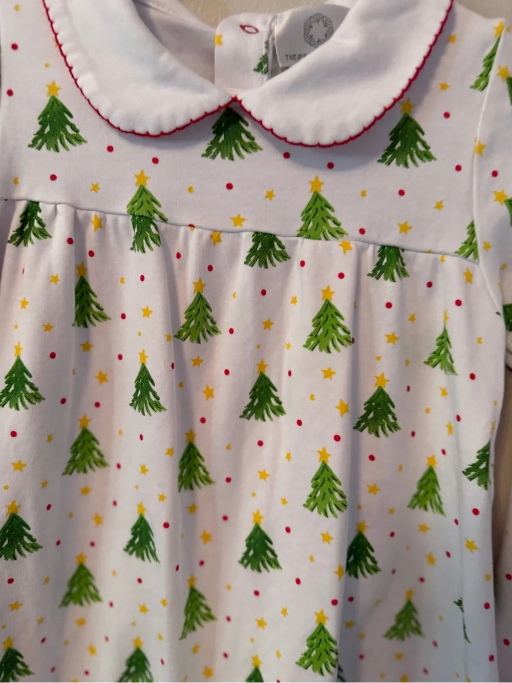 The Proper Peony White Christmas Tree-Print Dress